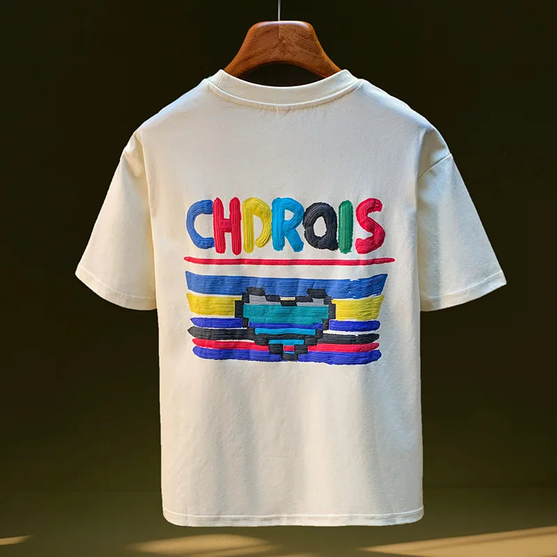 Loose Fit T-Shirt Men’s 2025 – Hand Drawn Print Street Style