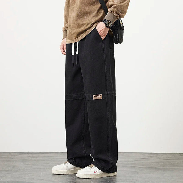 Mens Wide Leg Jeans Washed Denim Loose Straight Fit Plus Size 8XL