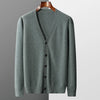 Mens Pure Merino Wool Cardigan V Neck Sweater Jacket Oversized Knit