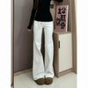 White Micro Flare Jeans Women High Waist Slim Fit Fall Winter