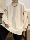 Mens Crew Neck Sweater Oversized Solid Color Knit Pullover Fall Winter