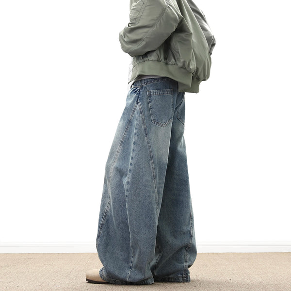 Wide Leg Denim Pants Male Loose Cowboy Mopping Trousers baggy Men's Jeans