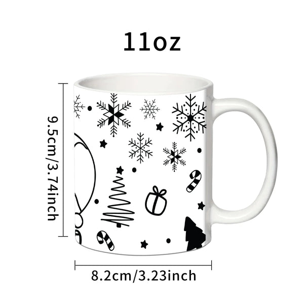 2025 1pc Black Santa Claus 3d 11oz Ceramic Mug With Handle