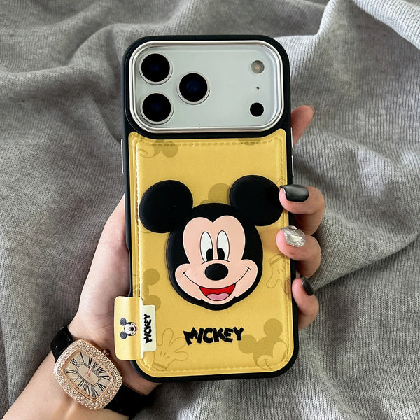 Disney Mickey Mouse Leather Phone Case For iPhone 3D Cute Cartoon Shockproof Hard Cover