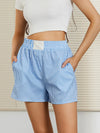 Women's Casual Shorts Stripe High Elastic Waist Loose Short Pants Summer