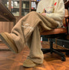 Mens Sherpa Fleece Sweatpants Embroidered Straight Leg Joggers