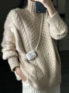 Turtleneck Cardigan Women Chunky Knit Wool Blend Sweater Plus Size