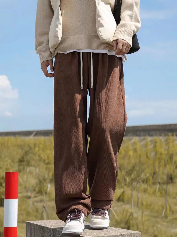 Freizeithose aus Cord im koreanischen Street-Stil mit weitem Bein