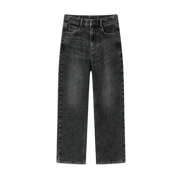 Frayed Jeans Women Straight Leg Loose Fit Denim Pants Winter