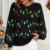 Women’s Christmas Knitted Sweater – Fashion Loose Pullover with Holiday Lights Design