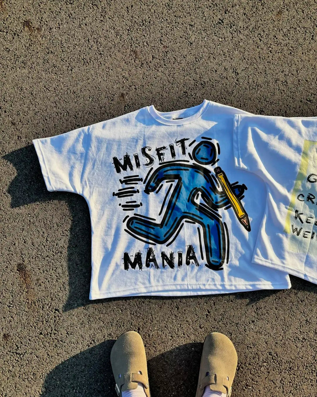 Y2K Harajuku Hand-Painted Stickman Print T-Shirt Men's Hip-Hop Cotton