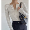 V Neck Base Layer Sweater Women Long Sleeve Slim Knit Fall Winter