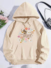 Flowers And Butterflies Hoodie Women Plants Prints Pocket Loose Pullover