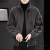 Men’s Lamb Fleece Winter Jacket 2025 – Thick Warm Stand Collar Coat with Zipper Pockets