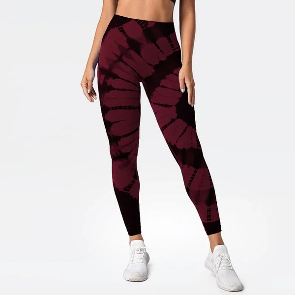 Seamless Tie Dye Yoga Leggings Women High Waist Slim Fit Workout Pants
