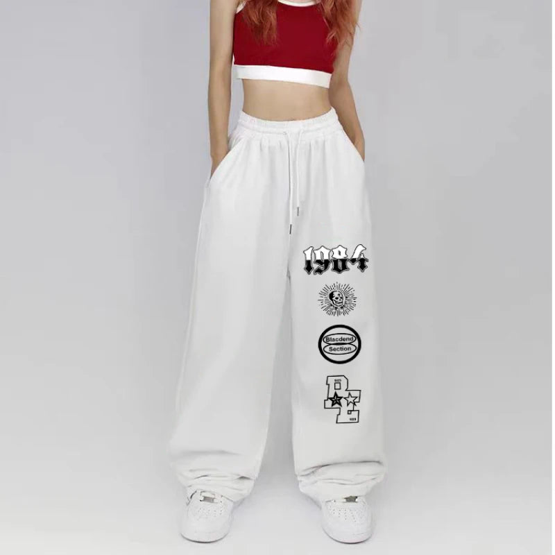 Y2K Streetwear: Trendy Print & High-Waist Wide Leg Pants