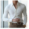Mens Italian Collar Shirt Wrinkle Free Slim Fit Casual Dress