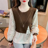 Womens Layered Look Shirt Jacket Striped Spliced Korean Style Spring