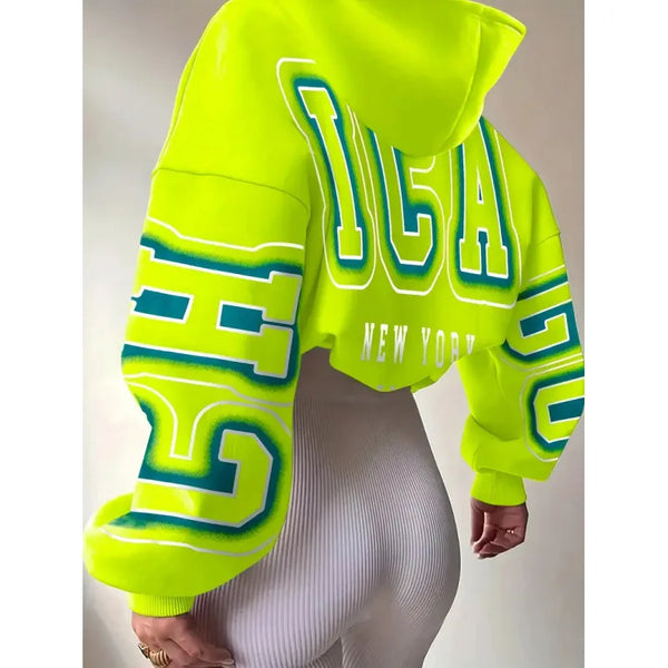 Womens 3D Print Hoodie Vintage Style Polyester Sweatshirt Autumn New