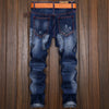 High Quality Ripped Motorcycle Jeans Men Plus Size Straight Denim