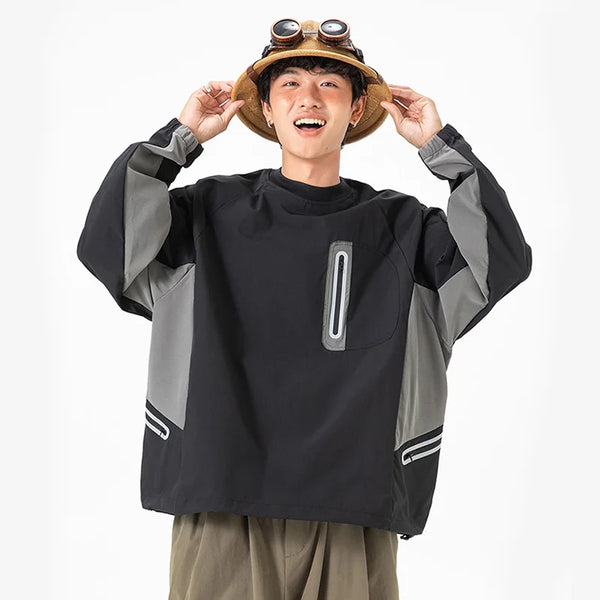 Outdoor Sport Splice Long Sleeve Loose Casual Fashion Waterproof