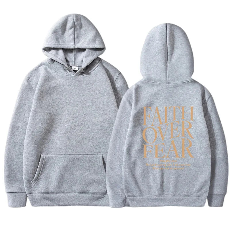 Women’s Faith Over Fear Hoodie Letter Print Casual Autumn Sweatshirt