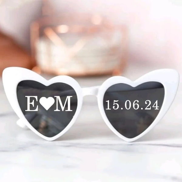 Personalised Text Wedding WhiteWedding Sunglasses Personalised Love Heart