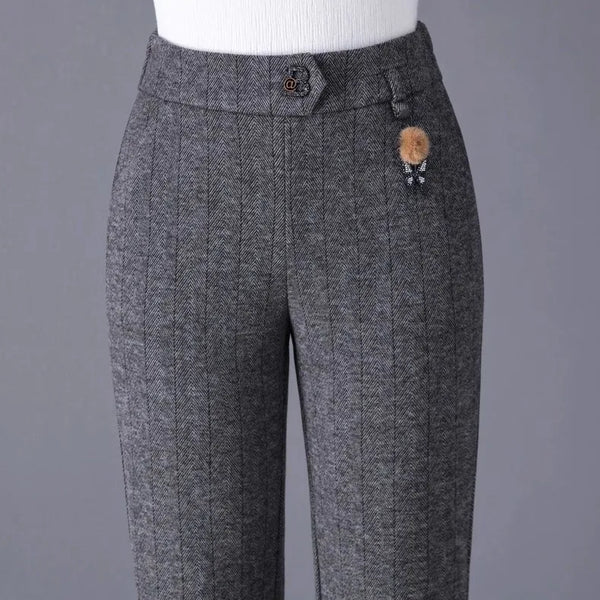 Womens Fleece Lined Pants Plus Size Elastic Waist Winter Casual