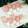 10pcs Gold Metallic 3D Press-On Almond Fake Nails
