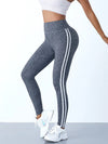 Striped High Waist Yoga Leggings Women Slim Fit Stretchy Gym Pants