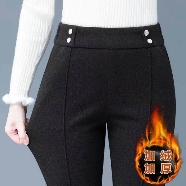 Womens Flared Pants High Waist Wool Blend Fall Wide Leg Trousers