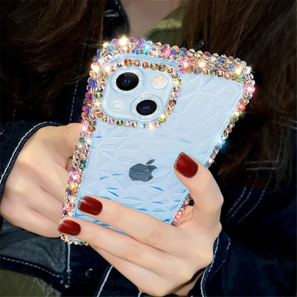 Glitter Bling Diamond Transparent Phone Case For iPhone Clear Silicone
