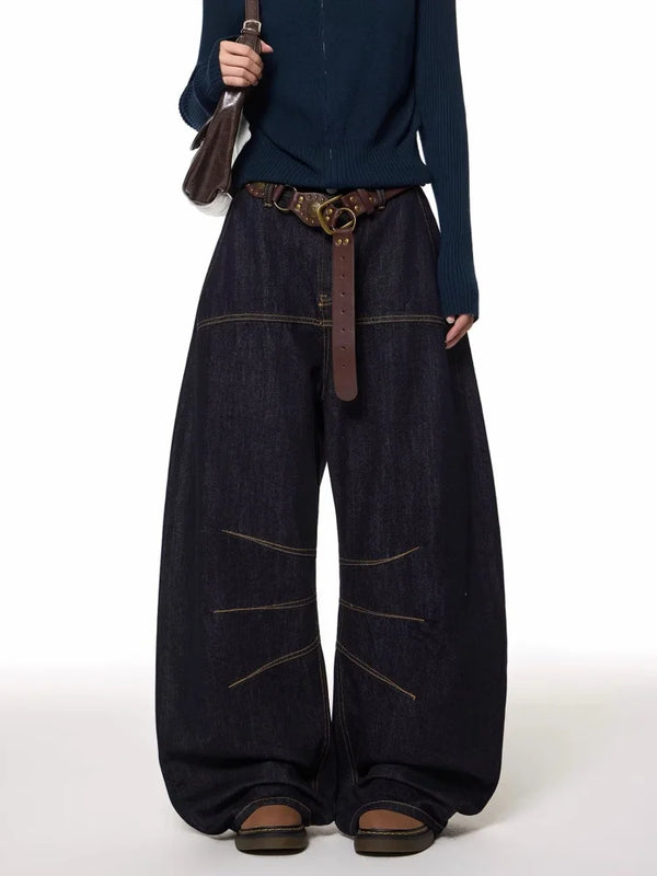 Women Y2K Black Baggy Jeans Straight Leg Cotton Casual Pants