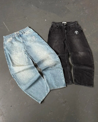 Streetwear Jeans Y2K Harajuku Hip Hop Letter Graphic Baggy Jeans Pants