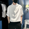 Mens Stand Collar Shirt Short Sleeve Graphic Print Summer Casual
