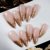 10pcs Gold Metallic 3D Press-On Almond Fake Nails
