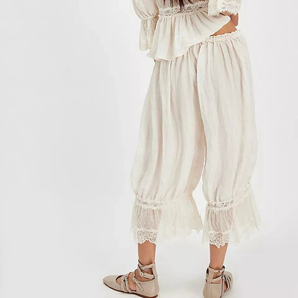 Women's Y2K Loose Fit Bloomers Cropped Pants Drawstring High Waist