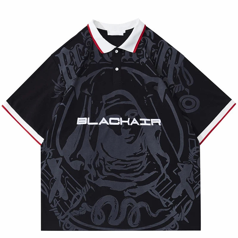 Cross Border Y2K American Summer Street Trend V-neck Nun Print T-shirt