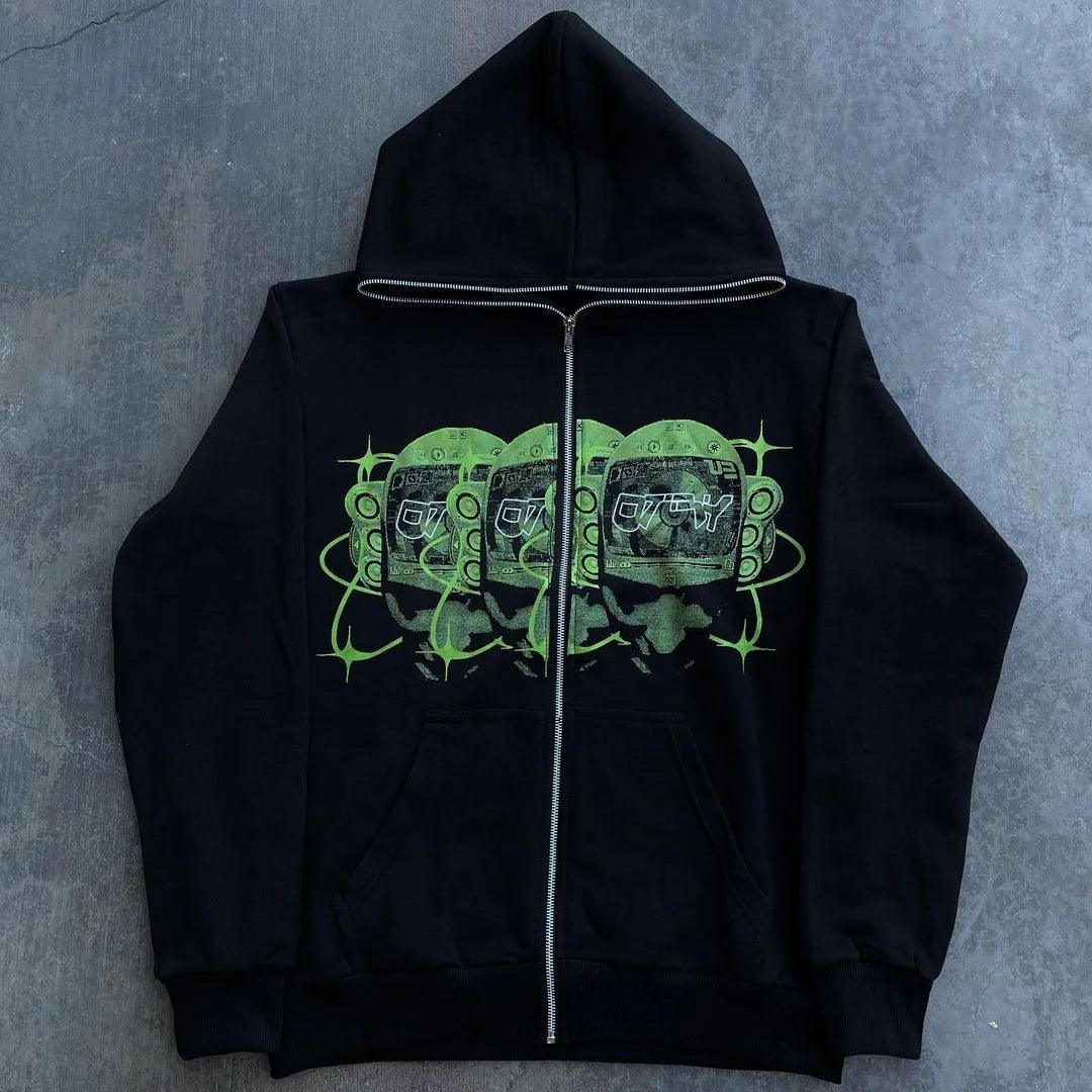 Women Hoodies Printed Pattern Streetwear Oversized Punk Vintage Loose Casual