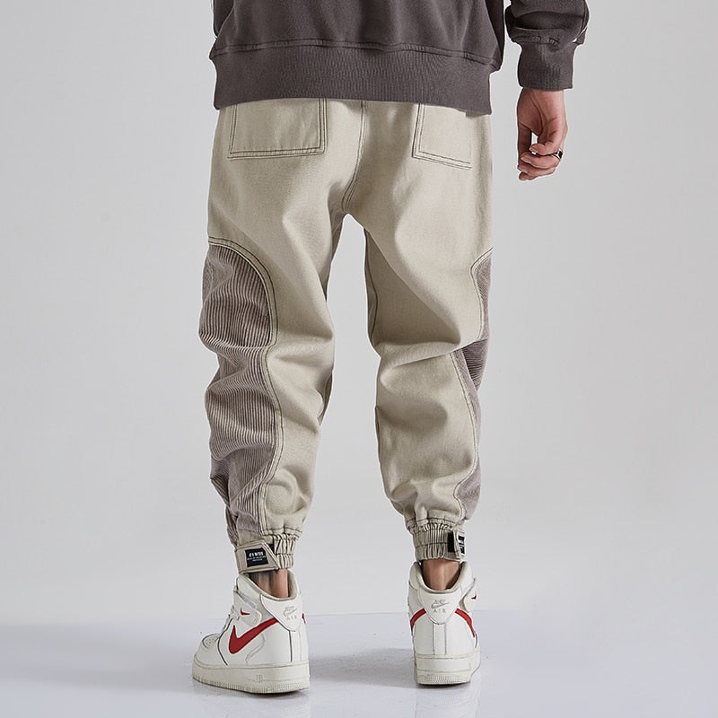 Corduroy Patchwork Casual Cargo Pants Hip Hop Men Streetwear Harajuku Fashion Sweatpants