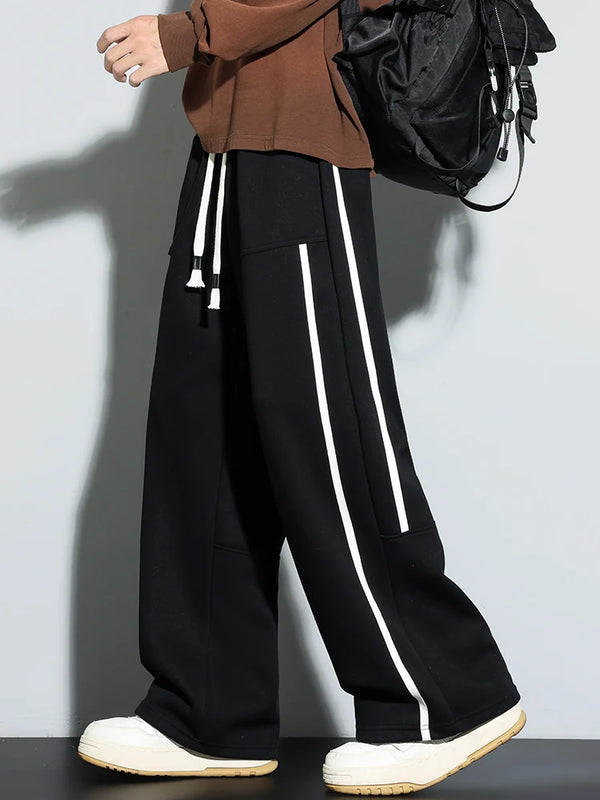 Mens Baggy Cotton Joggers Korean Streetwear Loose Casual Pants