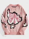 Skeleton Jacquard Knit Sweater Loose Pullover Streetwear Women Top