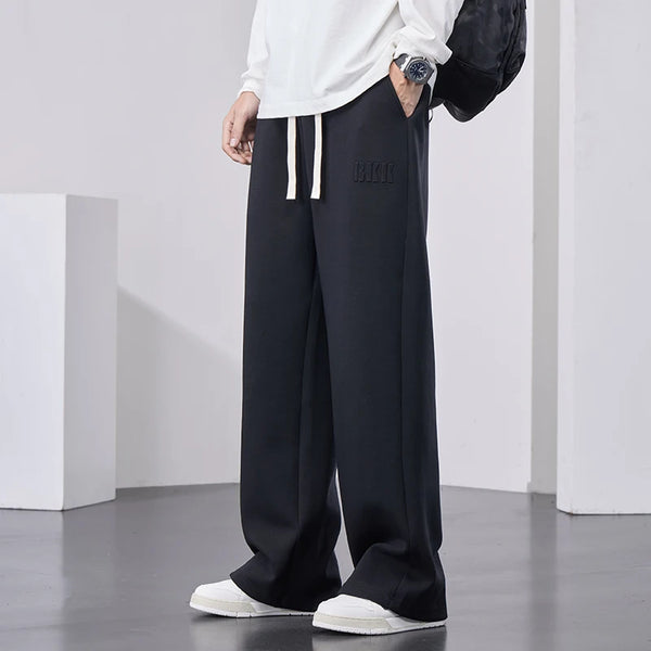 Mens Baggy Cotton Sweatpants Wide Straight Leg Big Size Pants
