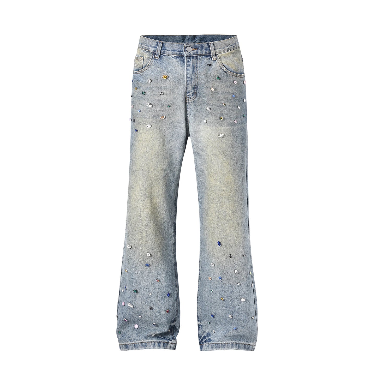 Men's Rhinestone Baggy Jeans Vintage Loose Streetwear Denim