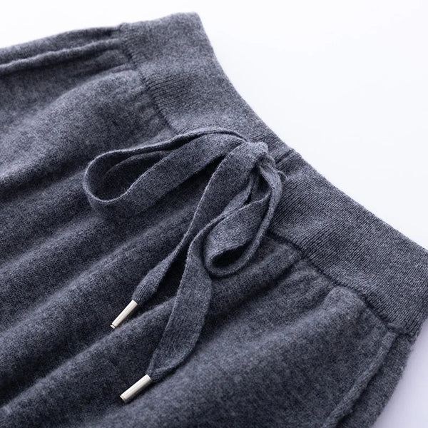 Womens Wool Jogger Pants High Waist Cashmere Knit Lounge