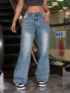 High Waist Straight Leg Jeans Women Wide Leg Retro Denim Pants