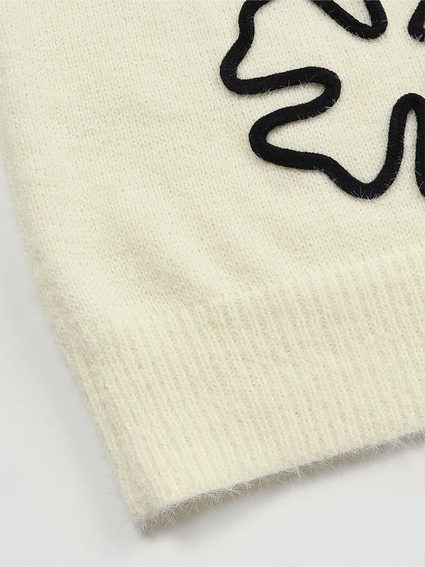 Women's Flower Print Color Block round Neck Casual Sweater Long Sleeve