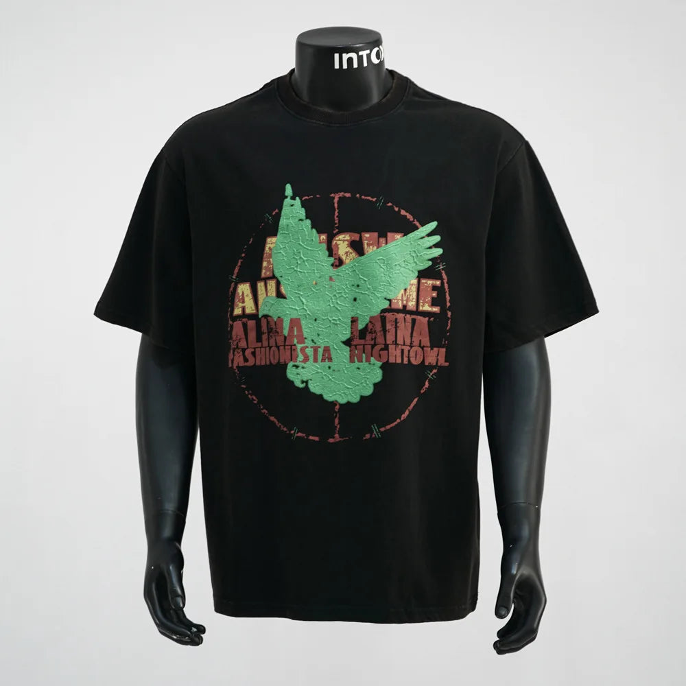 2025 Retro Foam Print Men's T-Shirt Vintage Loose Summer Streetwear