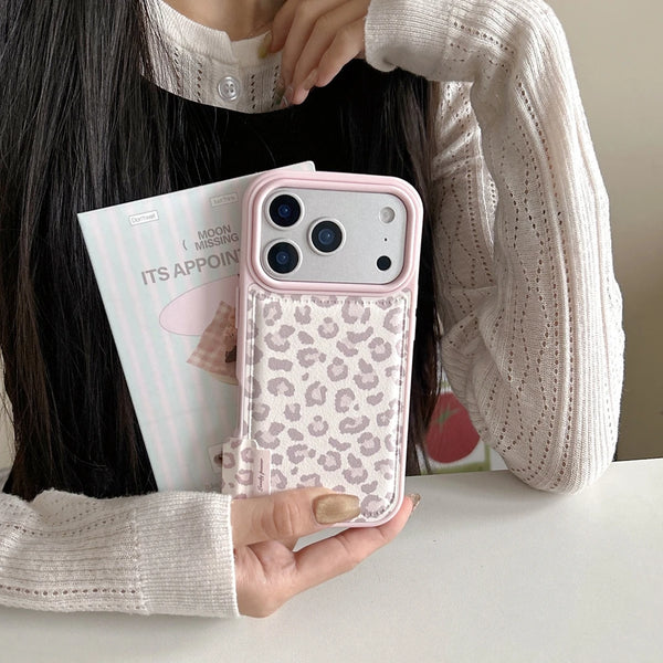Fashion Sweet Pink Leopard Print Leather Shockproof Protective