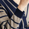 Womens Striped Pullover Sweater V Neck Long Sleeve Button Fall Winter